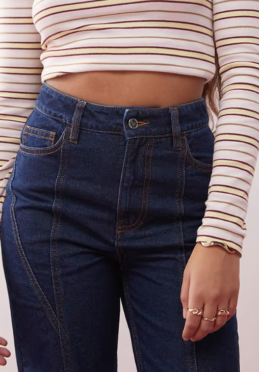 Miss Selfridge western seamed detail wide leg jean in indigo