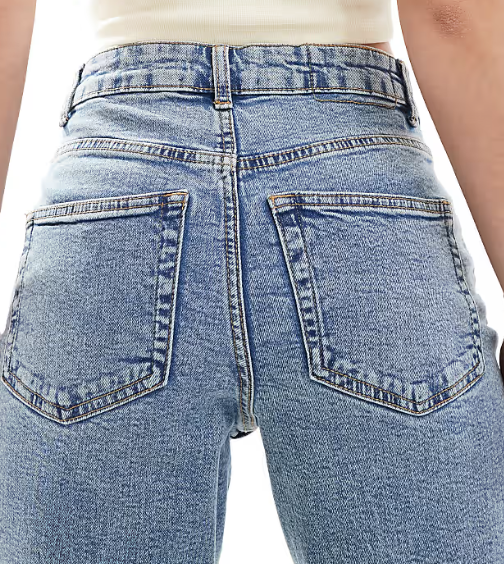 Slim fit comfort mom jeans in mid blue