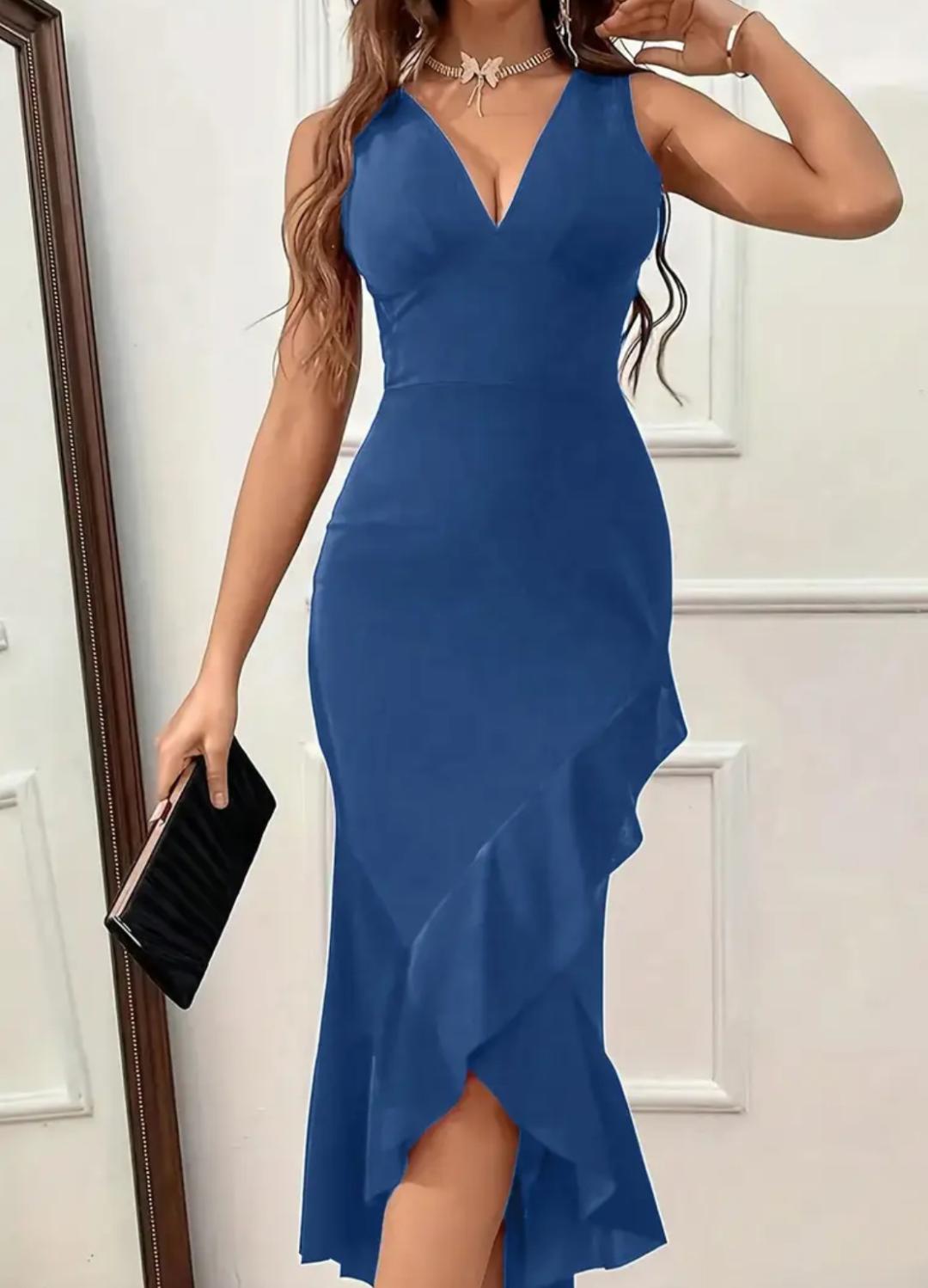 Elegant deep V neck dress