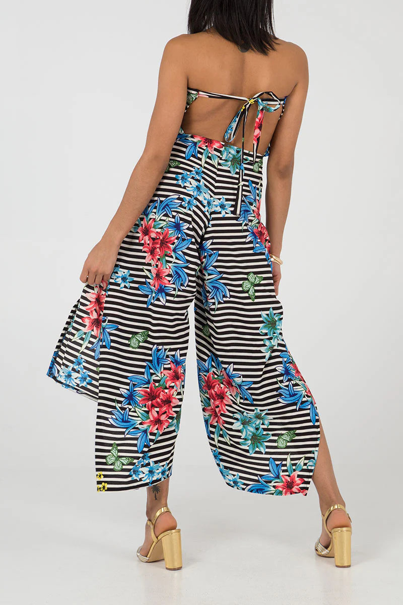 Stripe Floral Multiway Tie / Jumpsuit Trousers