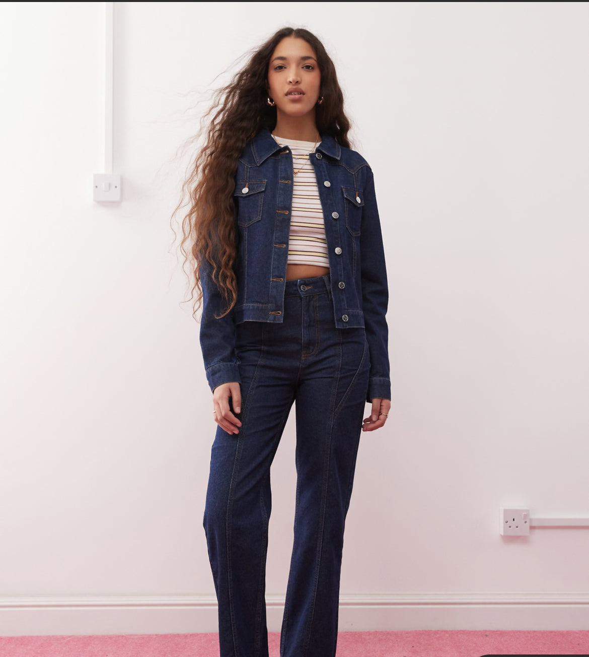 Miss Selfridge western seamed detail wide leg jean in indigo